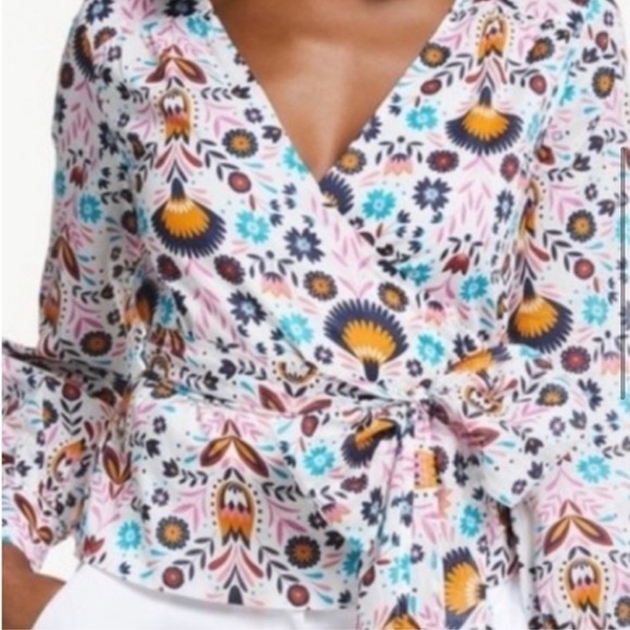 Boden Rasamund Cotten Floral Print Wrap Top US 8 - Picture 3 of 11